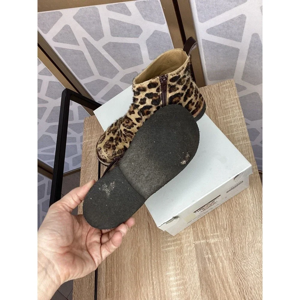 Pepe Devore Pony hair leather big girls booties 31 us 13.5 animal print Italy